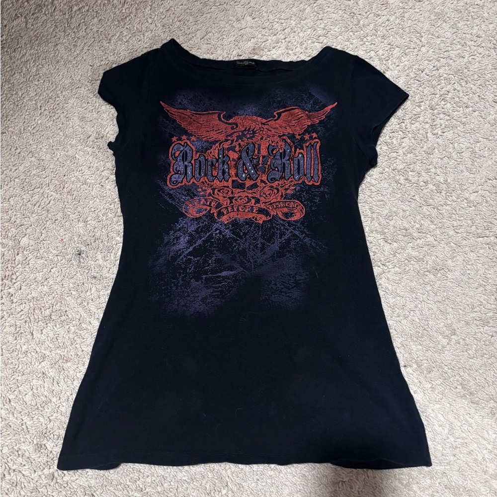 Black Graphic T-Shirt with Red Design